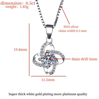 S925 Sterling Silver Necklace for Women Fashionable Versatile Four-Leaf Clover Windmill Pendant High-End Clavicle Chain Wholesale Cross-Border