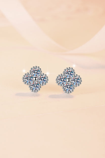 S925 Sterling Silver Earrings Four-Leaf Clover Inlaid with Moissanite Light Luxury Fashion Jewelry Moissanite Earrings for Women