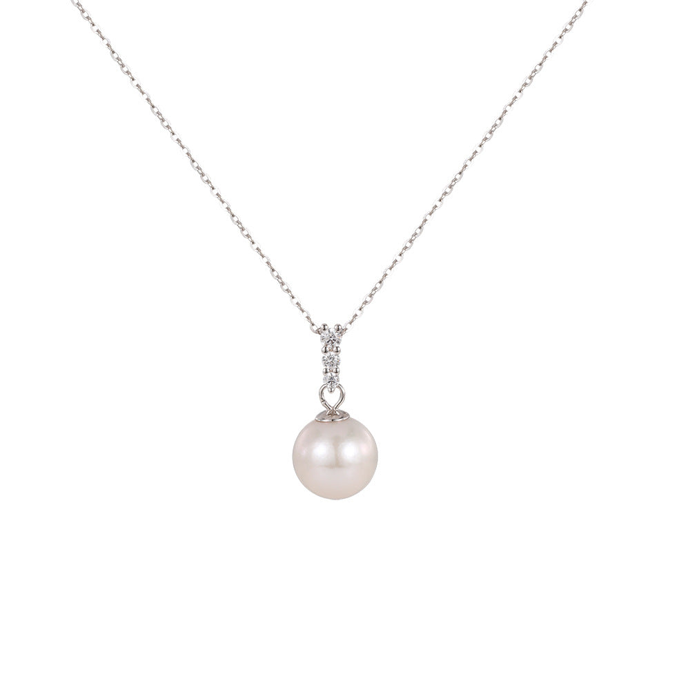 Long Strip Sparkling Diamond Pearl Necklace for Women