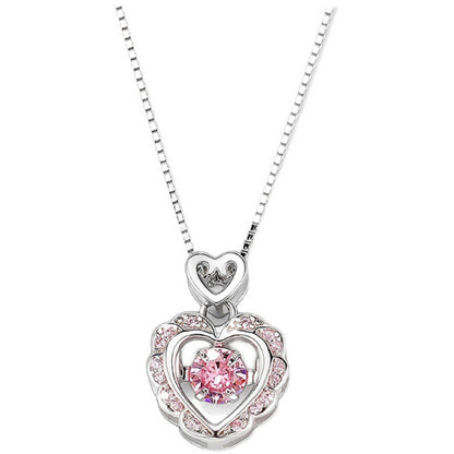 Smart Pink Diamond Heart Necklace for Women Wholesale