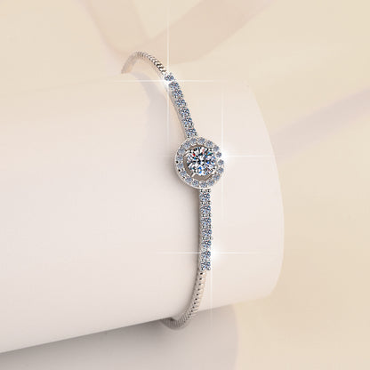 Moissanite Bracelet Plated PT950 Round Gra Elegant Live Streaming Manufacturer Wholesale Cross-Border Bracelet S925 Sterling Silver Bangle