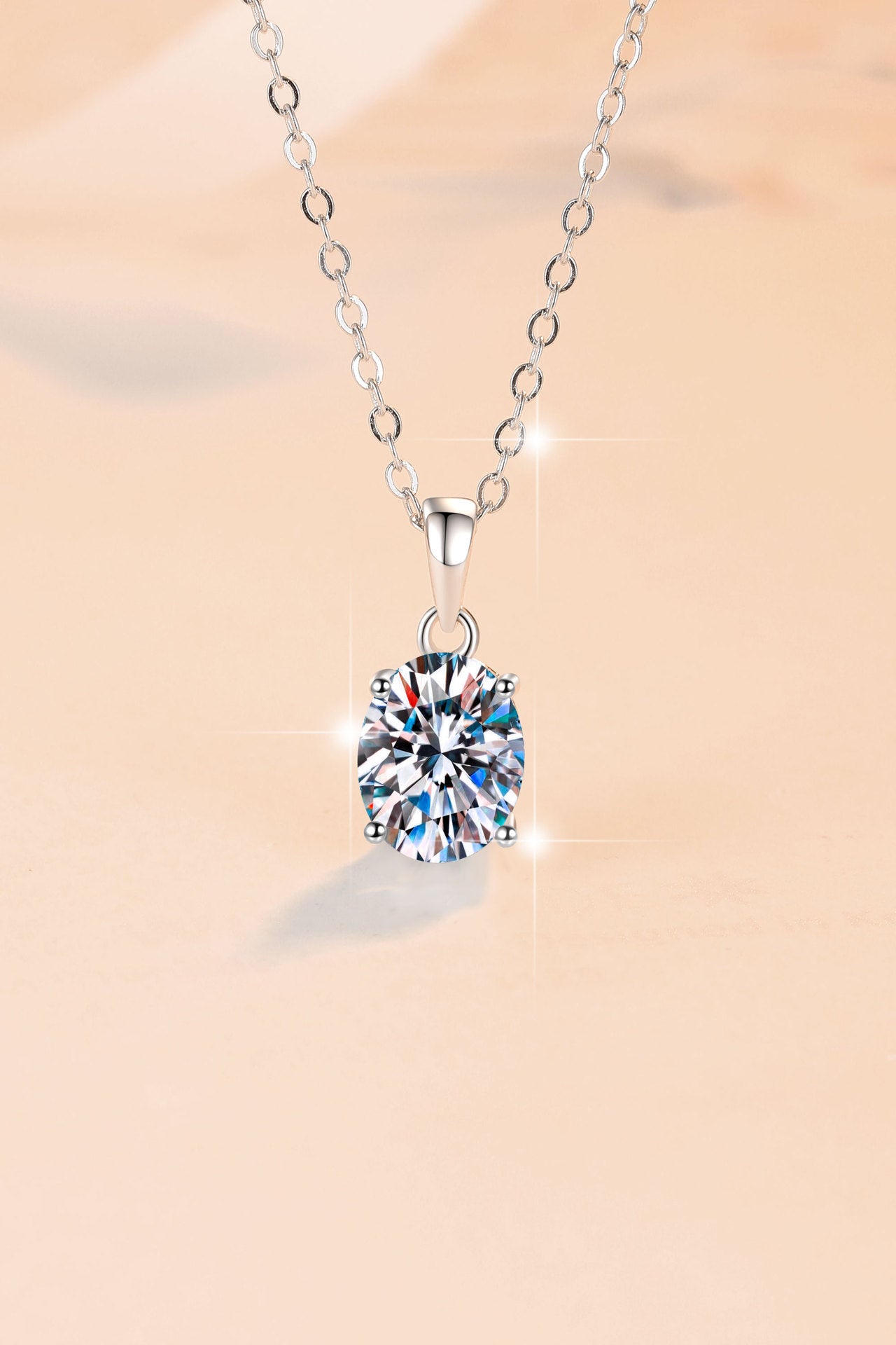 s925Silver Necklace Oval Egg Shape Moissanite Pendant Fashion Minimalist Pure Silver Collarbone Chain for Women Wholesale