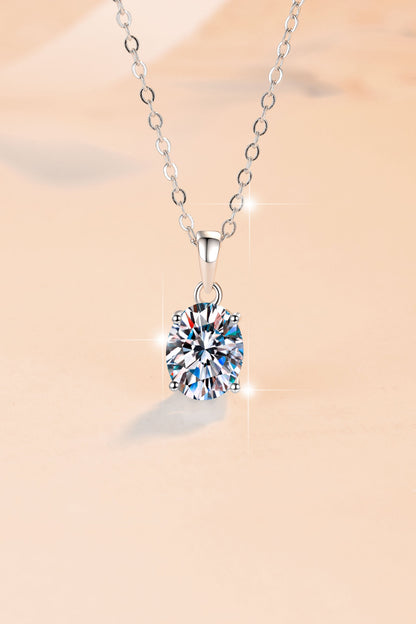 s925Silver Necklace Oval Egg Shape Moissanite Pendant Fashion Minimalist Pure Silver Collarbone Chain for Women Wholesale