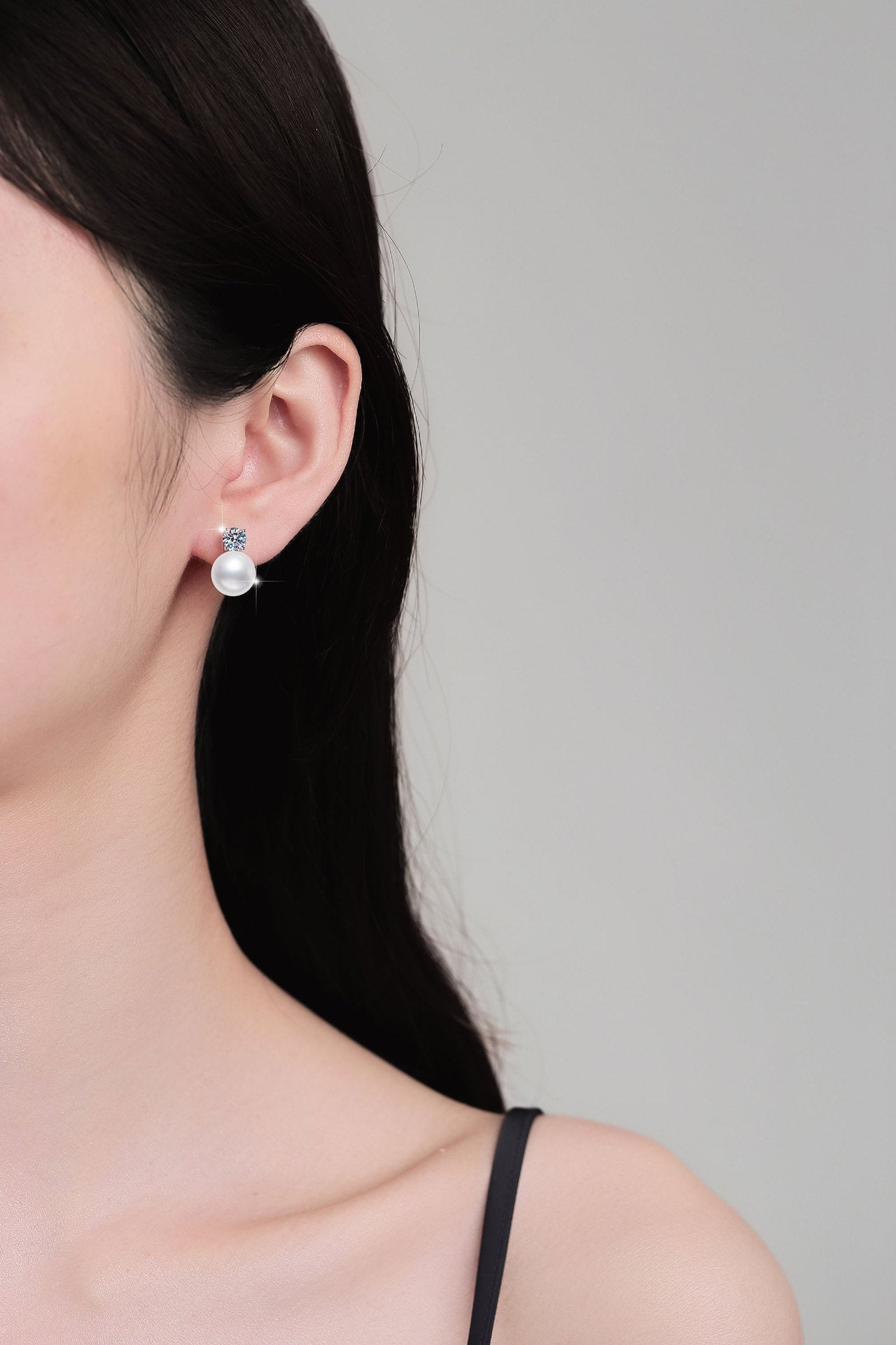 Moissanite Earrings High-end Fashion Freshwater Pearl Earrings Shell Pearl Elegant Simple Luxury S925 Sterling Silver Drop Earrings