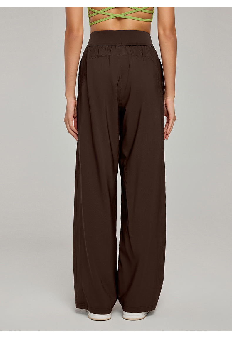 Spring Summer Straight Wide Leg Pants Women's High Waist Slimming Sports Trousers Breathable Draping Loose Casual Yoga Pants
