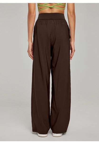 Spring Summer Straight Wide Leg Pants Women's High Waist Slimming Sports Trousers Breathable Draping Loose Casual Yoga Pants