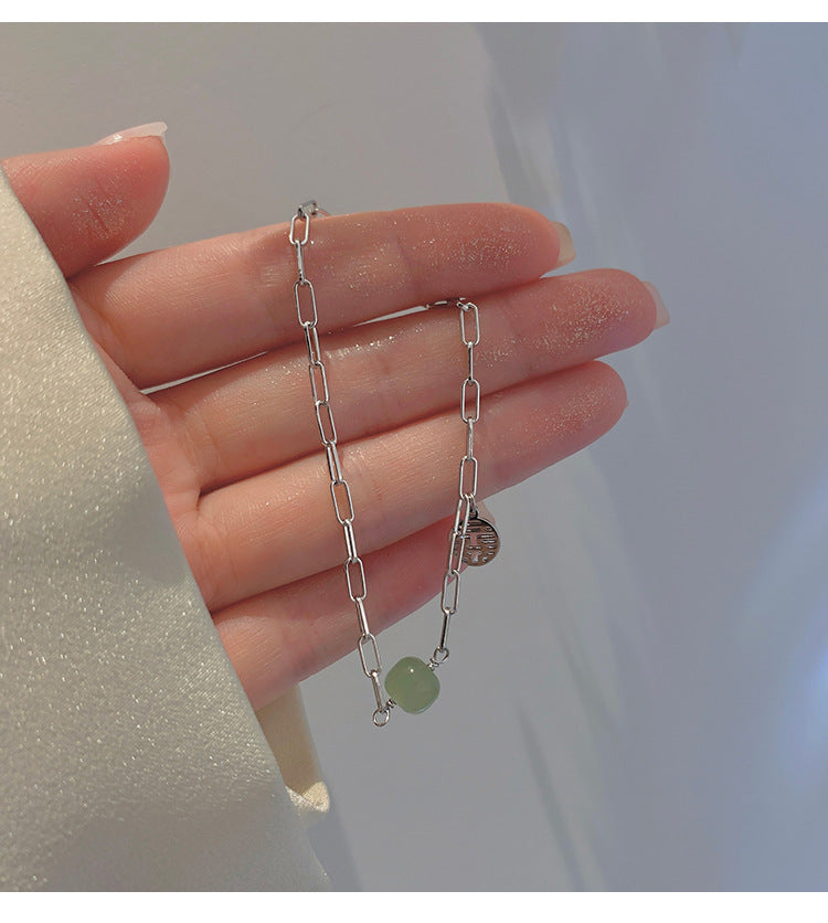 Transshipment Bead Jade Double Happiness Bracelet for Women
