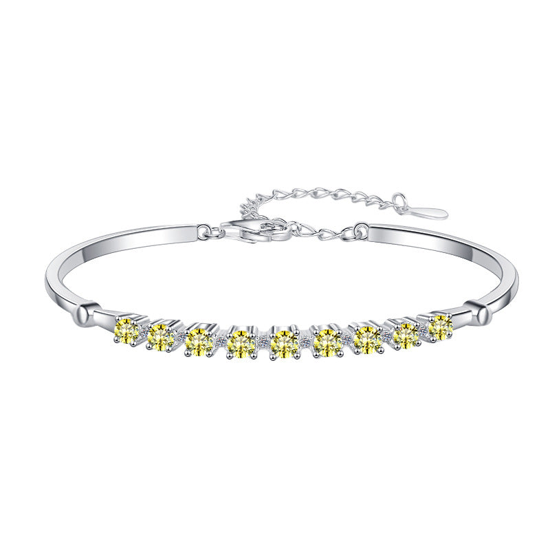 Colorful Moissanite Bracelet Fashion Adjustable D Color 0.1ct Bracelet Wholesale S925 Sterling Silver Women's Bracelet