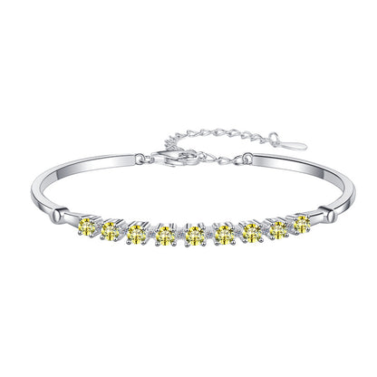 Colorful Moissanite Bracelet Fashion Adjustable D Color 0.1ct Bracelet Wholesale S925 Sterling Silver Women's Bracelet
