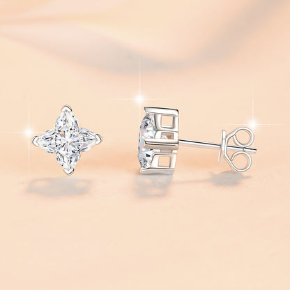 Four-leaf Clover Earrings High-end Sense of Flower-shaped Irregular lv Star Moissanite Earrings s925 Sterling Silver Ear Jewelry
