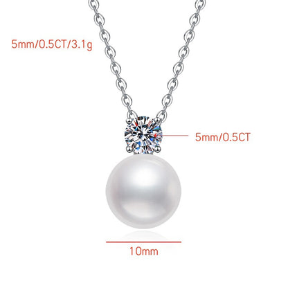 Summer New Freshwater Pearl Simple Korean Version Moissanite Collarbone Chain Factory Source S925 Sterling Silver Necklace Wholesale