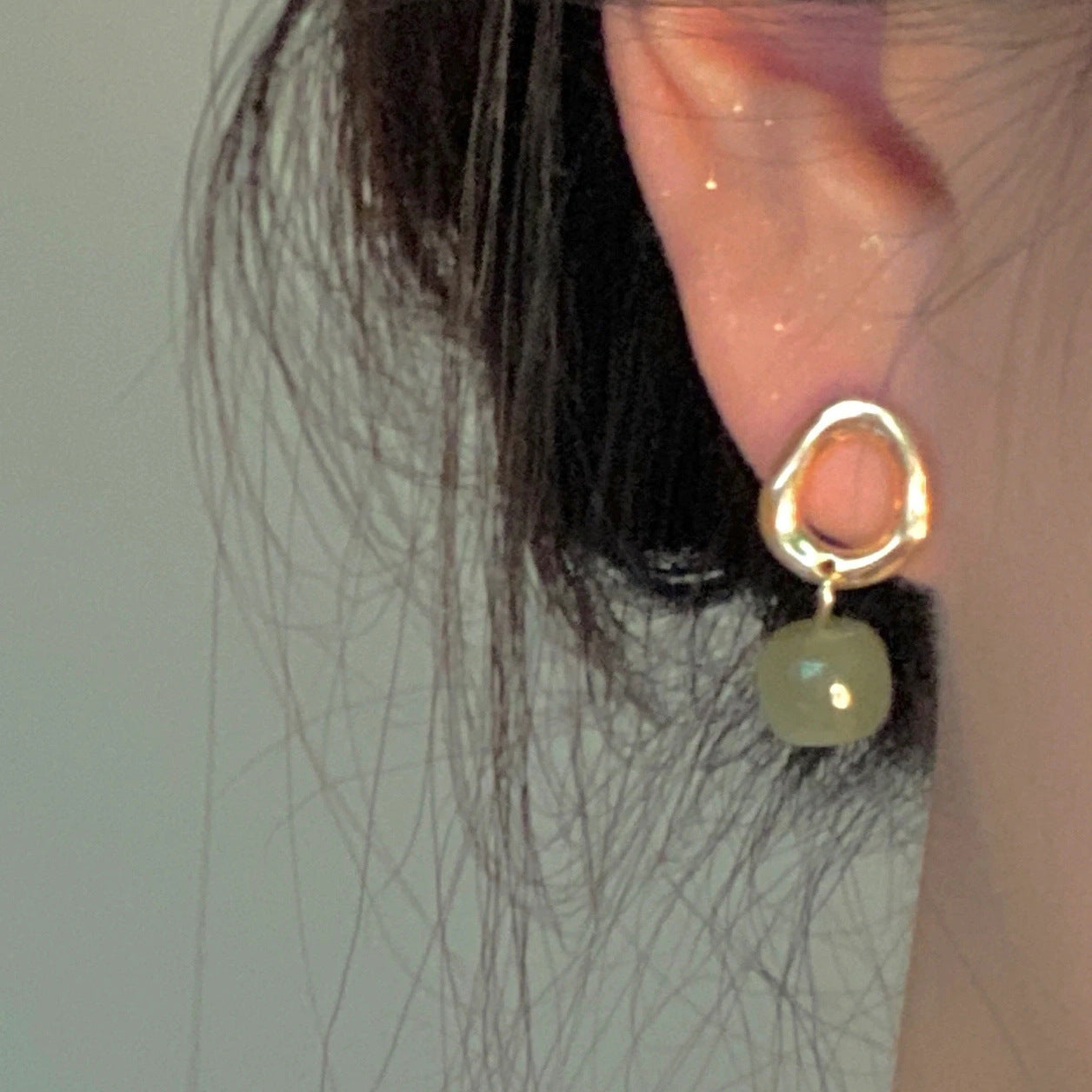 Hetian Jade Yang Green Earrings for Women