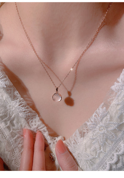 Cherry Blossom Pink Crystal Necklace for Women