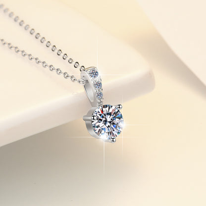 Live Cross-Border Hot-Selling Moissanite Necklace Elegant Versatile Light Luxury High-End Feel Women's S925 Sterling Silver Collarbone Chain