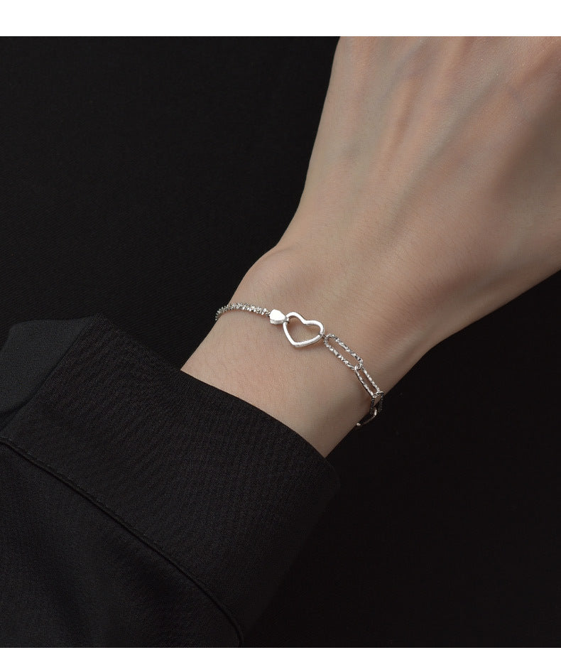 Gypsophila Cube Heart Stitching Bracelet for Women