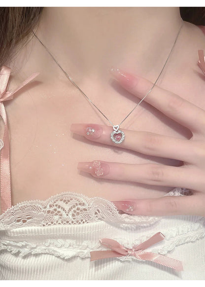 Smart Pink Diamond Heart Necklace for Women Wholesale