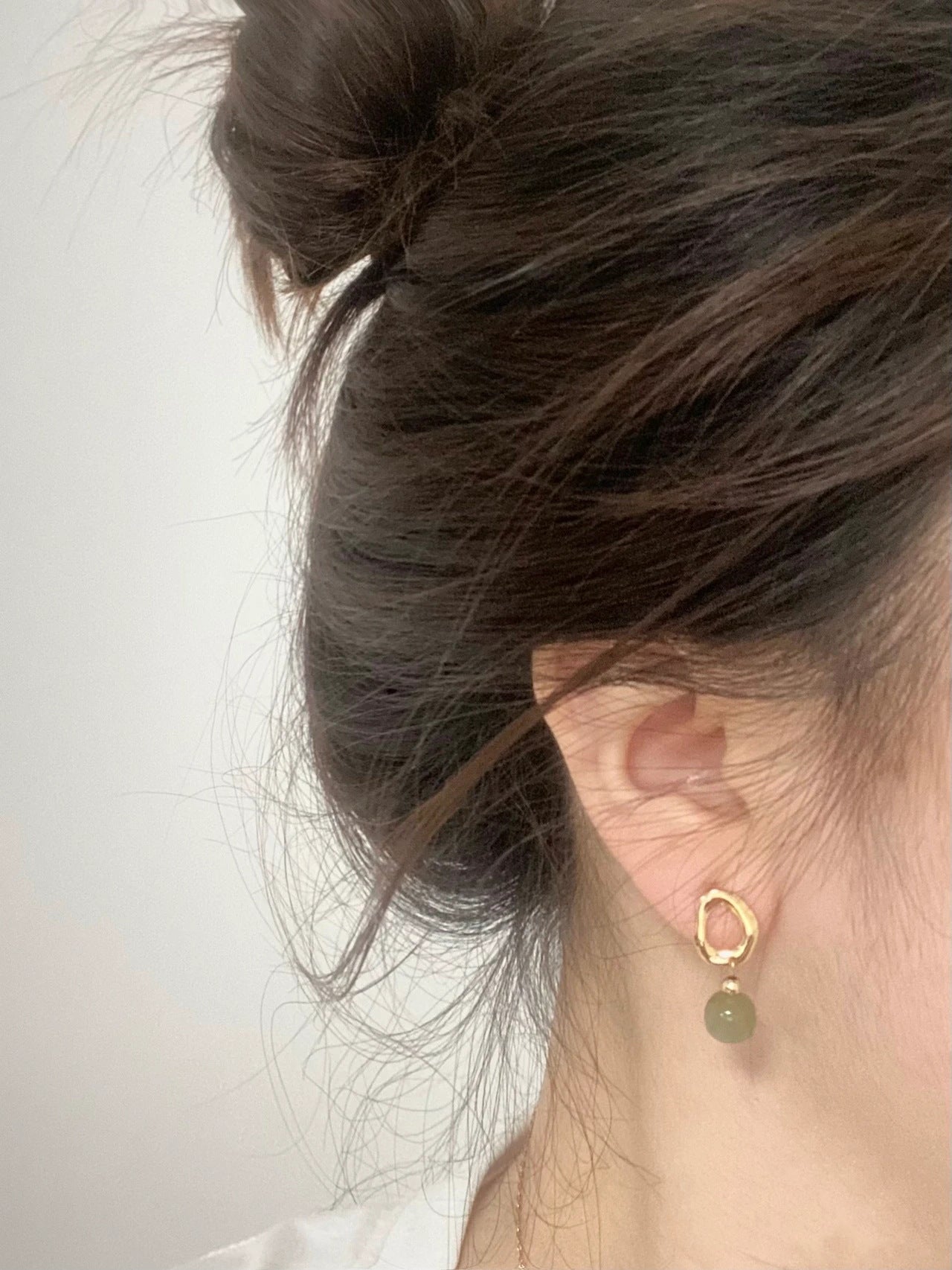 Hetian Jade Yang Green Earrings for Women