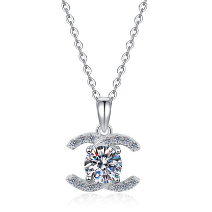 S925 Silver Moissanite Pendant Clavicle Chain Fashion Versatile Jewelry  High-End Pure Silver Necklace