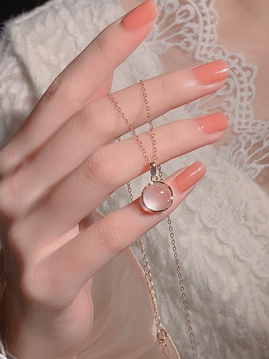 Cherry Blossom Pink Crystal Necklace for Women