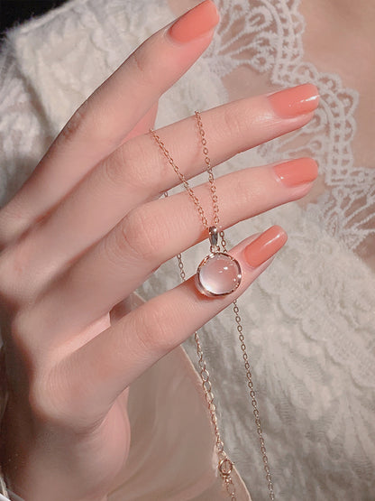 Cherry Blossom Pink Crystal Necklace for Women