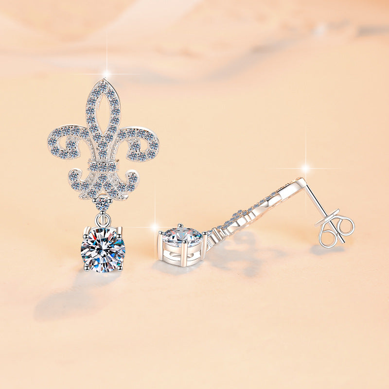 Trident S925 Sterling Silver Earrings for Women, High-end Earrings with 1 Carat D Color Moissanite