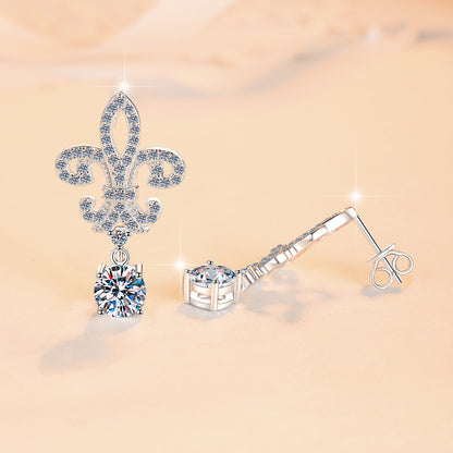 Trident S925 Sterling Silver Earrings for Women, High-end Earrings with 1 Carat D Color Moissanite