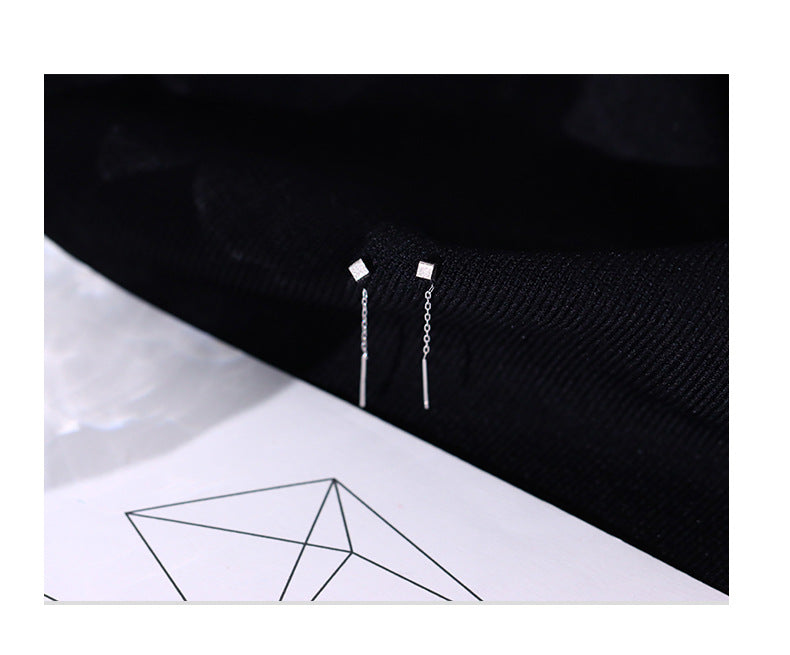 Tassel Square Thread Earrings for Women Niche Design