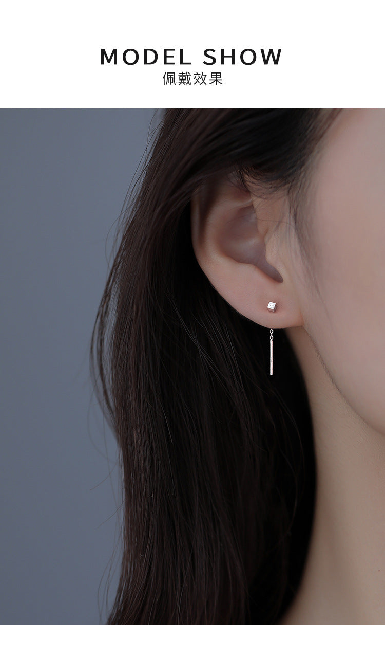 Tassel Square Thread Earrings for Women Niche Design