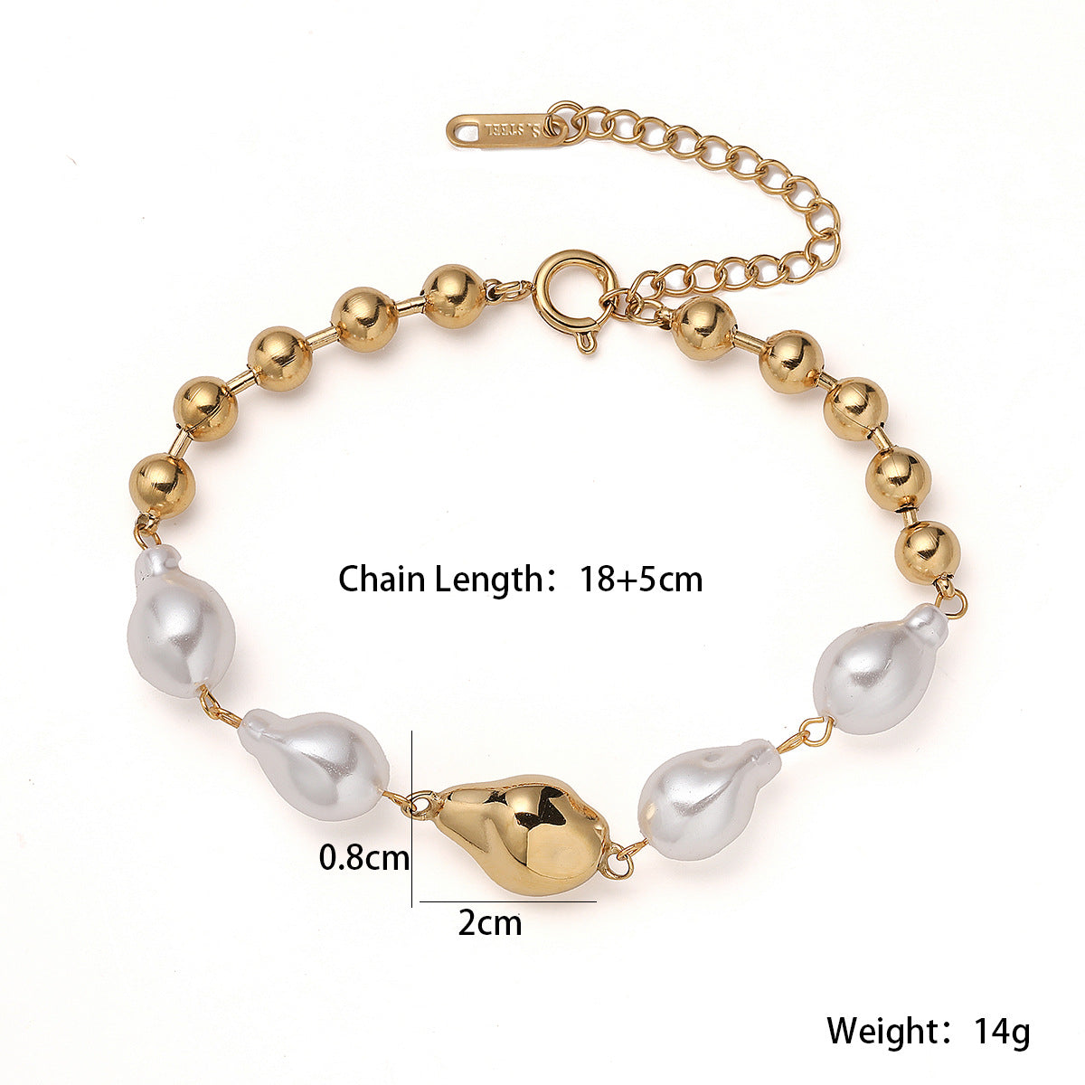 Unique Irregular Pearl Stainless Steel Bracelet for Women INS Niche Retro Versatile Jewelry