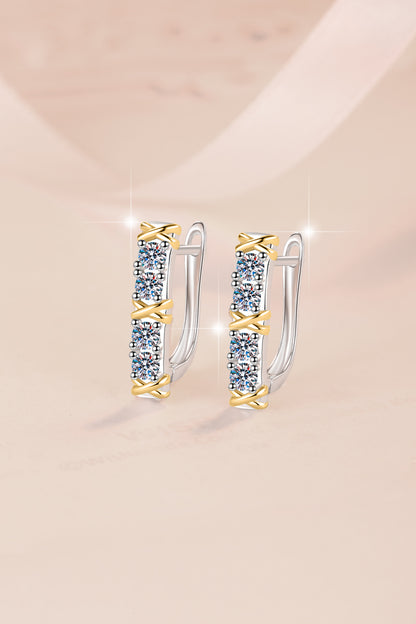 Two-tone Cross Earrings S925 Sterling Silver Light Luxury Fashion European and American Cross-border Personality Minimalist Style Moissanite Earrings