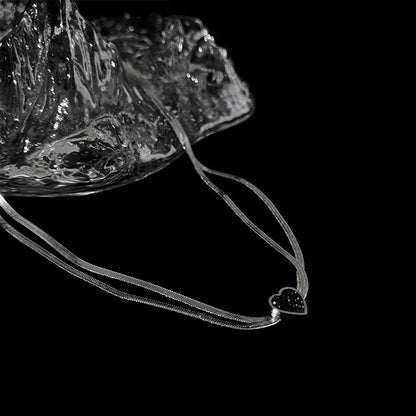 Dark Heart Double Layer Necklace for Women