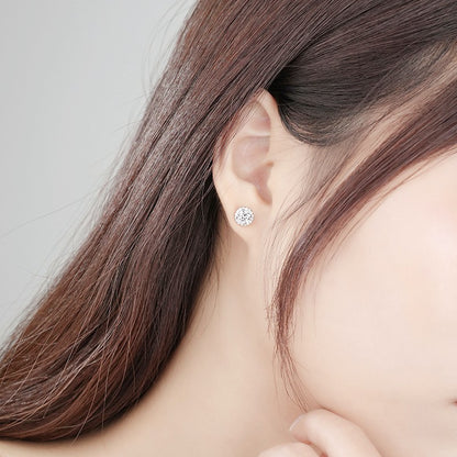 S925 Sterling Silver Women's Earrings 50 Points/1 Carat Round Bag Style Earrings Moissanite Jewelry