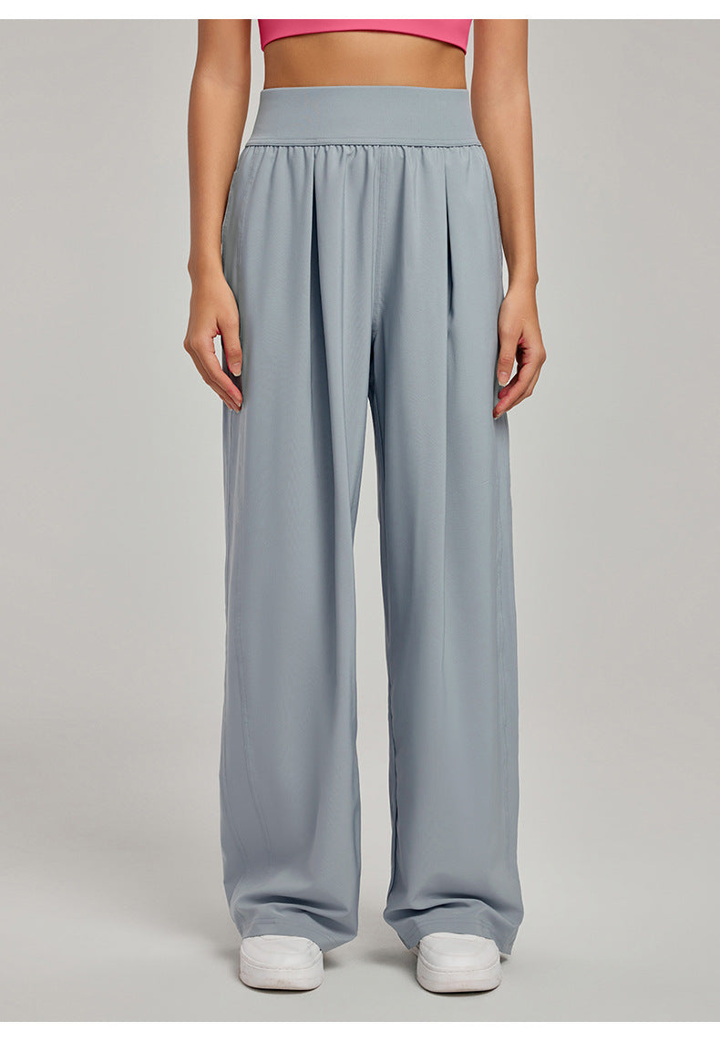 Spring Summer Straight Wide Leg Pants Women's High Waist Slimming Sports Trousers Breathable Draping Loose Casual Yoga Pants