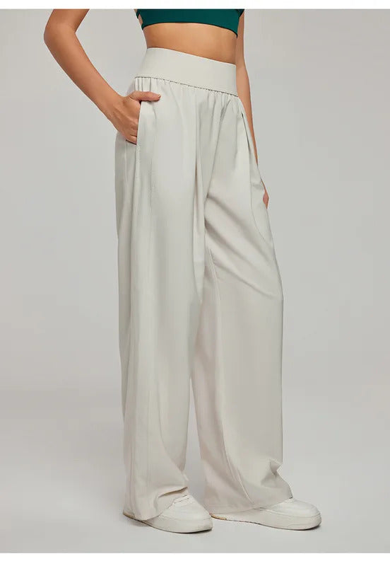 Spring Summer Straight Wide Leg Pants Women's High Waist Slimming Sports Trousers Breathable Draping Loose Casual Yoga Pants
