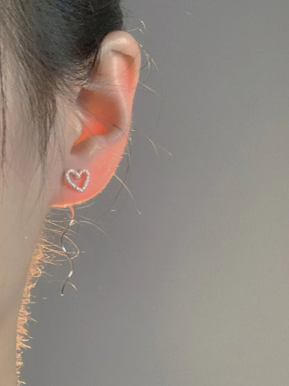 Long Hollow Heart Wave Threader Earrings for Women, Ins Style