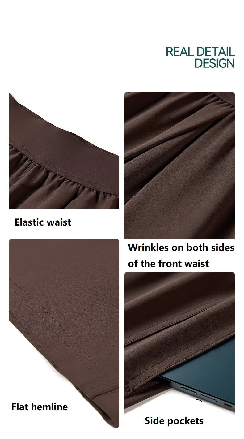 Spring Summer Straight Wide Leg Pants Women's High Waist Slimming Sports Trousers Breathable Draping Loose Casual Yoga Pants