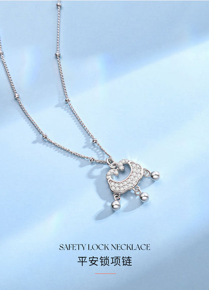 Full Diamond Bell Peace Lock Chain for Women