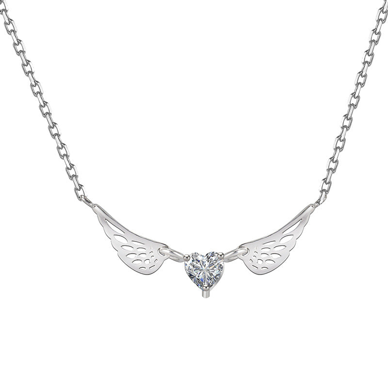 Angel Wings Heart-Shaped Necklace for Women