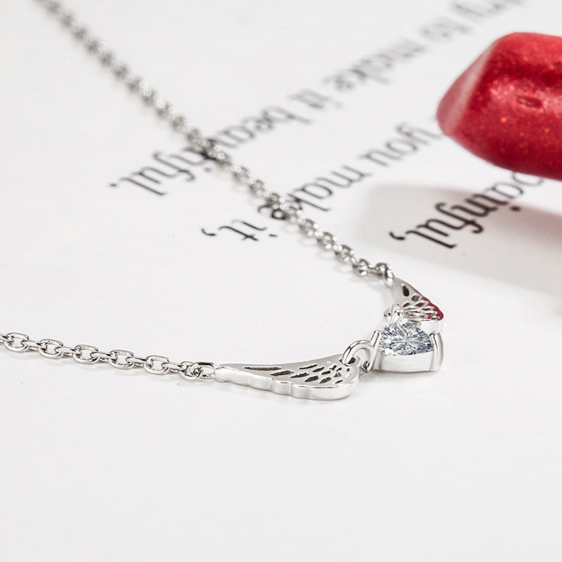 Angel Wings Heart-Shaped Necklace for Women