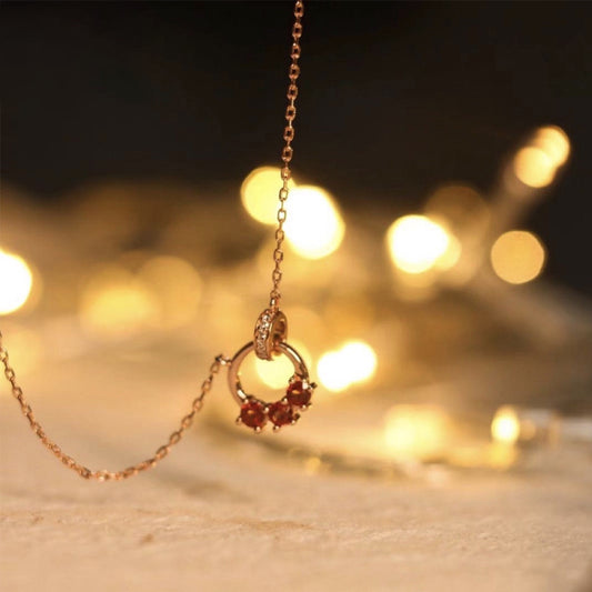 Interlocking Garnet Necklace for Women Chain Jewelry