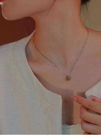 Lake Green Hetian Jade Necklace for Women