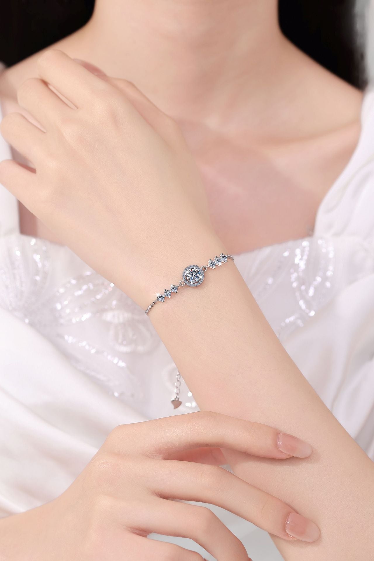 S925 Silver Bracelet GRA Moissanite 1 Carat Bracelet