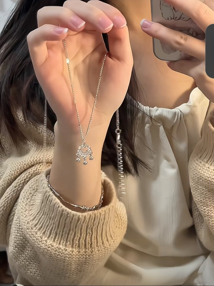 Full Diamond Bell Peace Lock Chain for Women