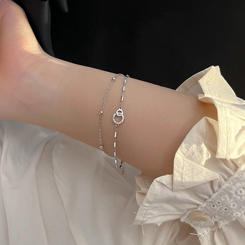 Double Layer Stacked Interlocking Bracelet for Women
