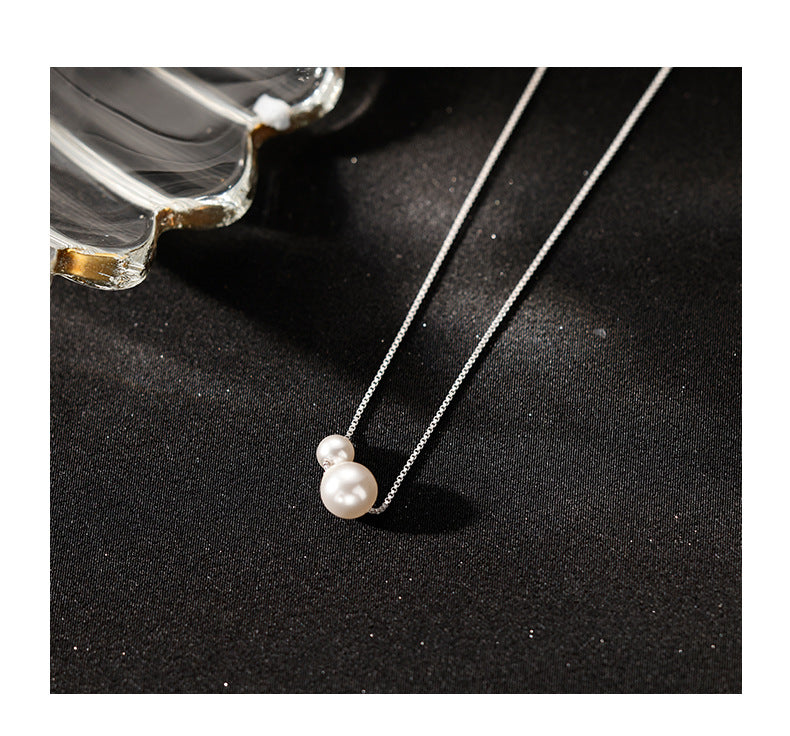 Two Pearl Necklace for Women Fashion Simple Light Luxury Niche Design