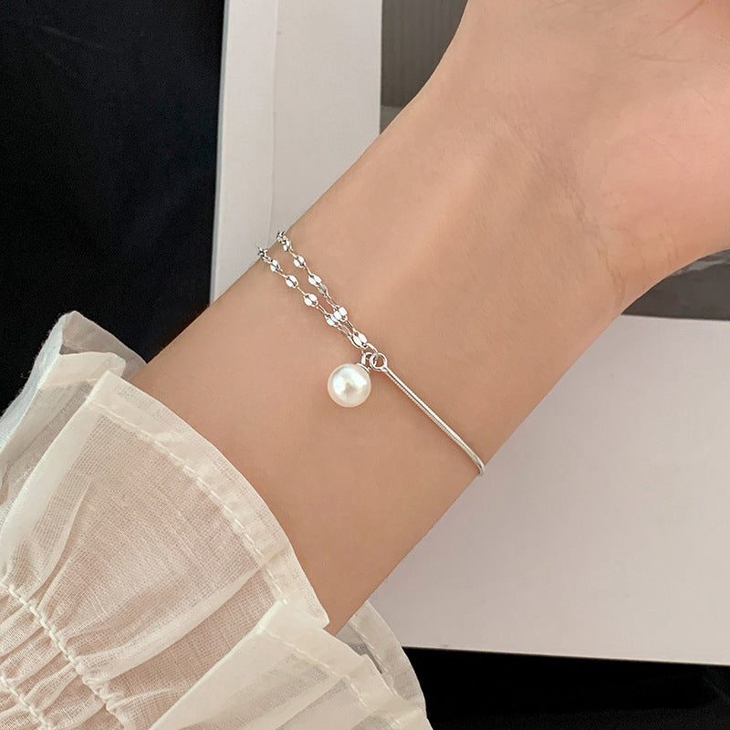 Double Layer Spliced Pearl Bracelet for Women