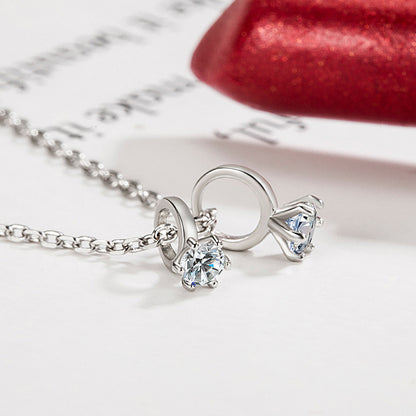 Creative Diamond Ring Necklace for Women Elegant and Simple