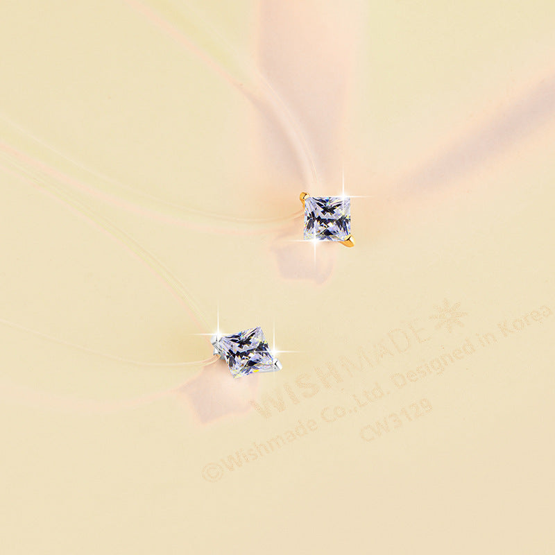 Mermaid Tears Princess Cut Invisible Fish Line Moissanite Pendant S925 Silver Necklace