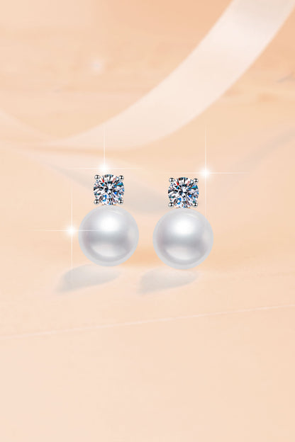 Moissanite Earrings High-end Fashion Freshwater Pearl Earrings Shell Pearl Elegant Simple Luxury S925 Sterling Silver Drop Earrings