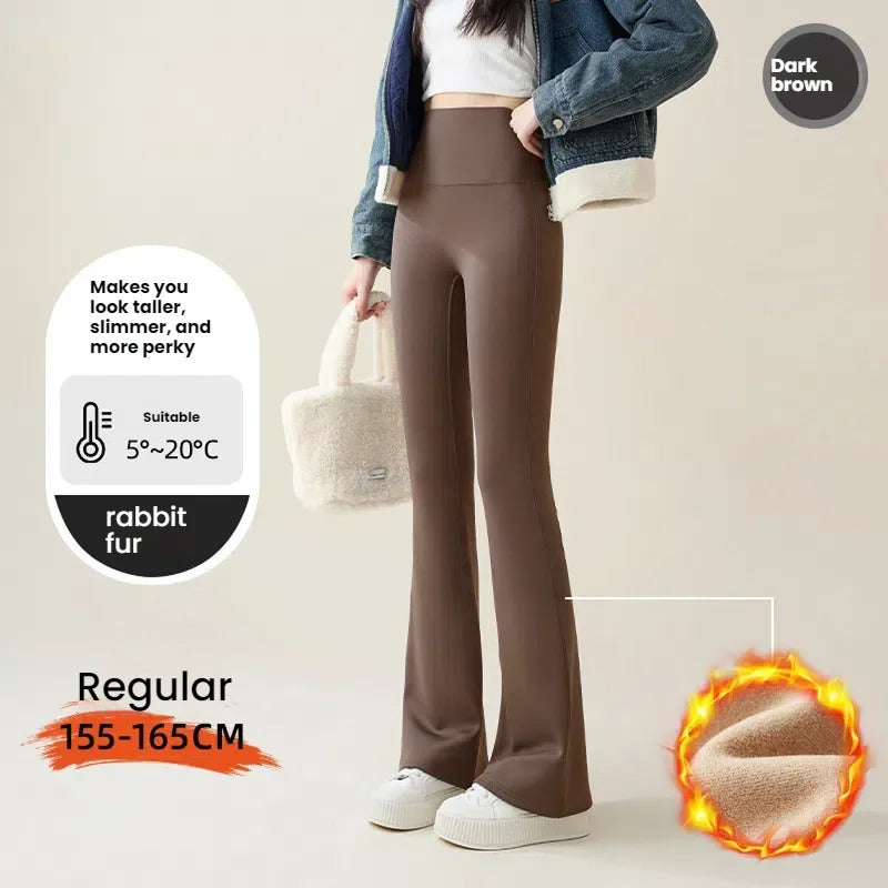 High Waist Flare Leggings Women Winter Fleece Lined Tummy Control Butt Lift Yoga Pants Stretchy Casual Bootcut Palazzo Trousers